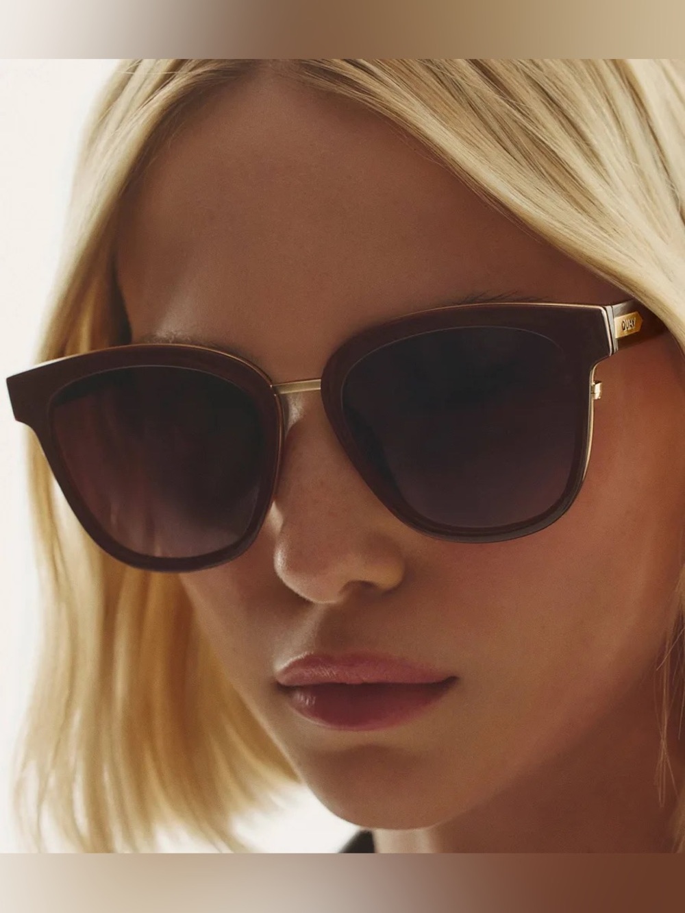 Quay Act Natural Sunglasses in Dark Chocolate with Gold Accents - Women
